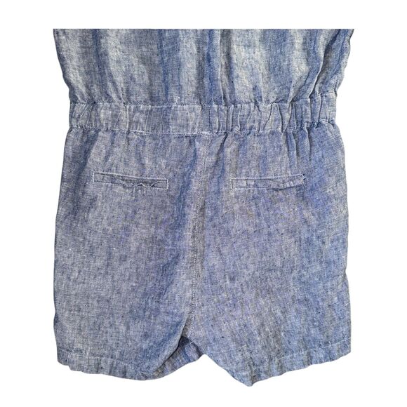 EUC Cynthia Rowley Women's V-Neck Roll Tab Linen Romper Size S - Picture 6 of 6